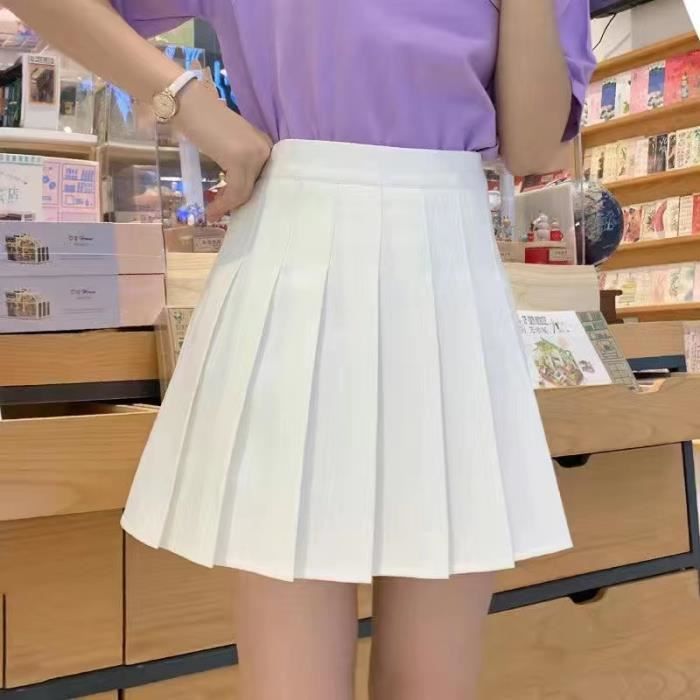 Jupe trapeze blanche pour femme jupe plissee a cordon de serrage jupes courtes assorties style audiirregulier White2 D619 Blanc Cdiscount Pret a Porter