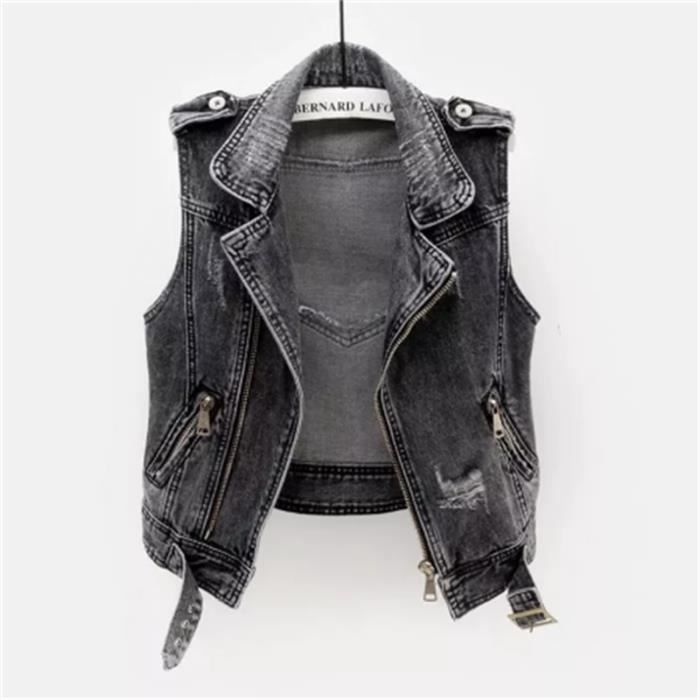 Veste jean top grise femme