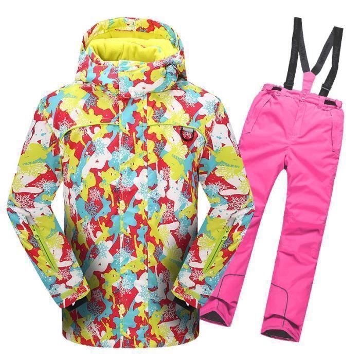 Combinaison de ski enfant Épaissir Étanche Jaune/Rose
