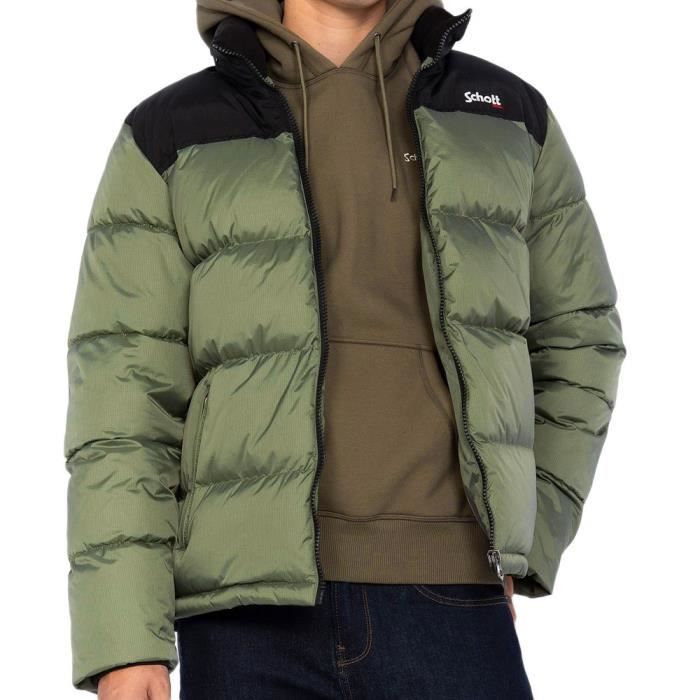 Doudoune Homme SCHOTT Utah Kaki Manches longues Capuche Kaki Cdiscount Pret a Porter