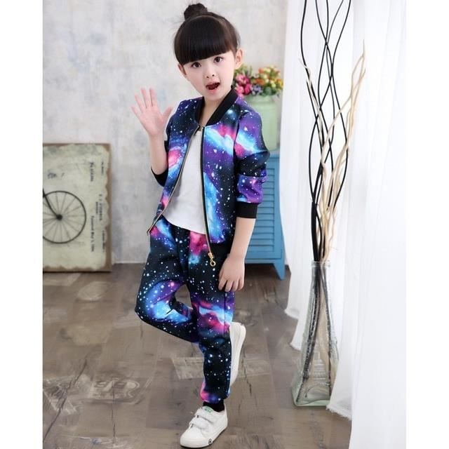 Hbl Ensembles De Vetements Pour Filles Veste Active Fermeture eclair Pantalon Costume De Survetement Mode Pour Enfants 201 Bleu Cdiscount Pret a Porter