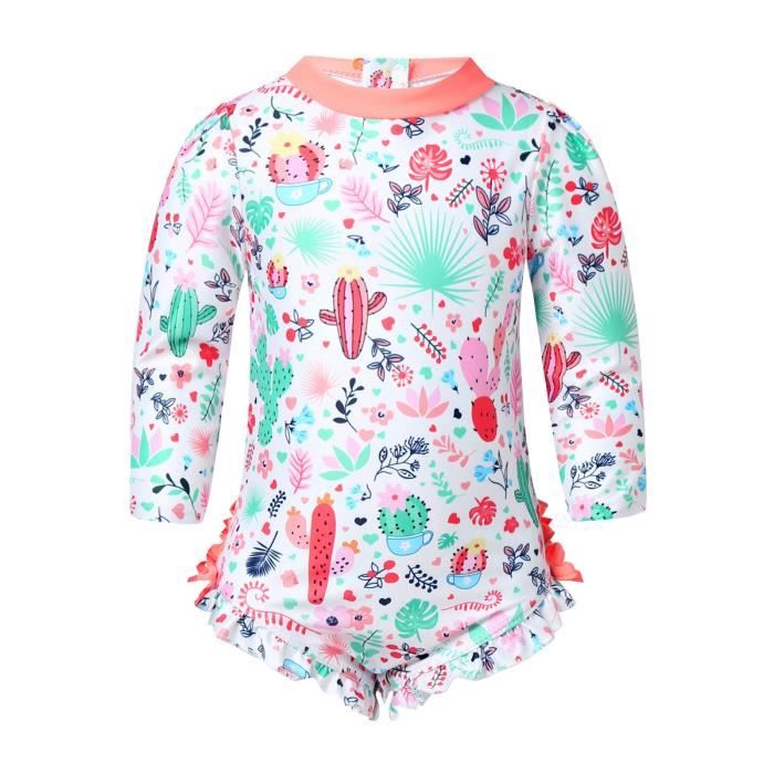 Iiniim Maillot De Bain 1 Piece Bebe Fille Body De Plage Manche Longue Combinaison De Natation Barboteuse Costume De Bain 0 24 Mois Orange Cdiscount Pret A Porter