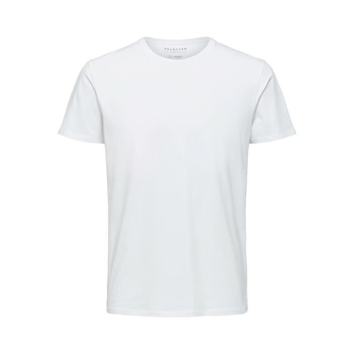 T-shirt homme - SELECTED - Pima/Coton organique - Manches courtes - Blanc - XXL T-shirt homme - SELECTED - Pima/Coton organique - Manches courtes - Blanc - XXL