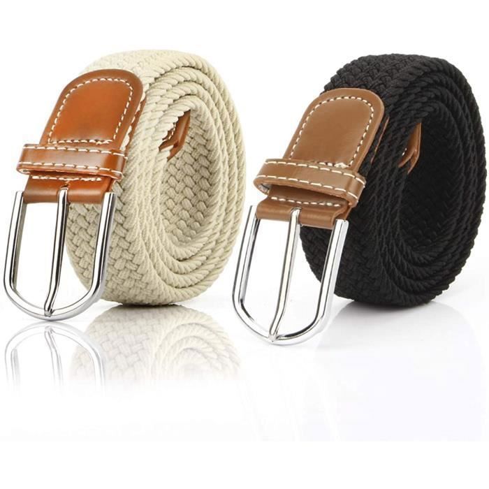 Lot de 2 Ceinture Femme Tressee Extensible Toile Sangle Homme Elastiques Ceinture pour Jeans Robe Pantalons multicolor Cdiscount Pret a Porter