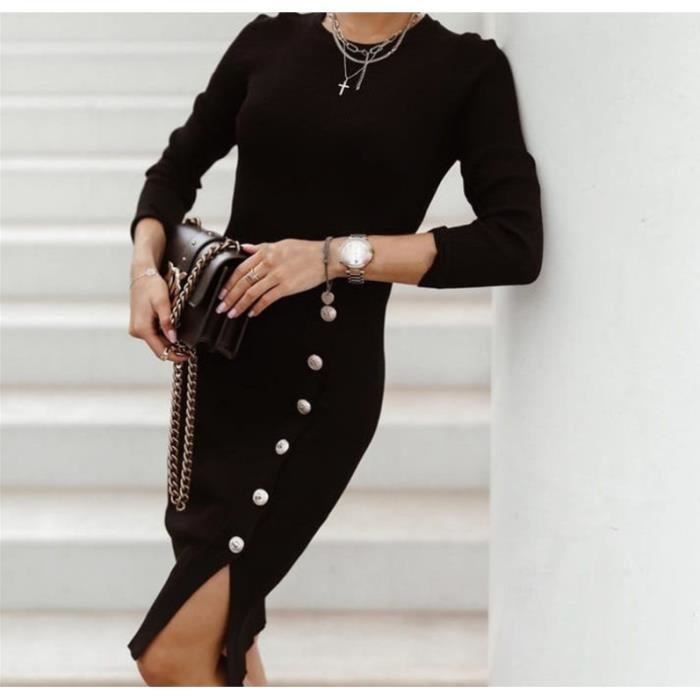 Robe pull online noir longue