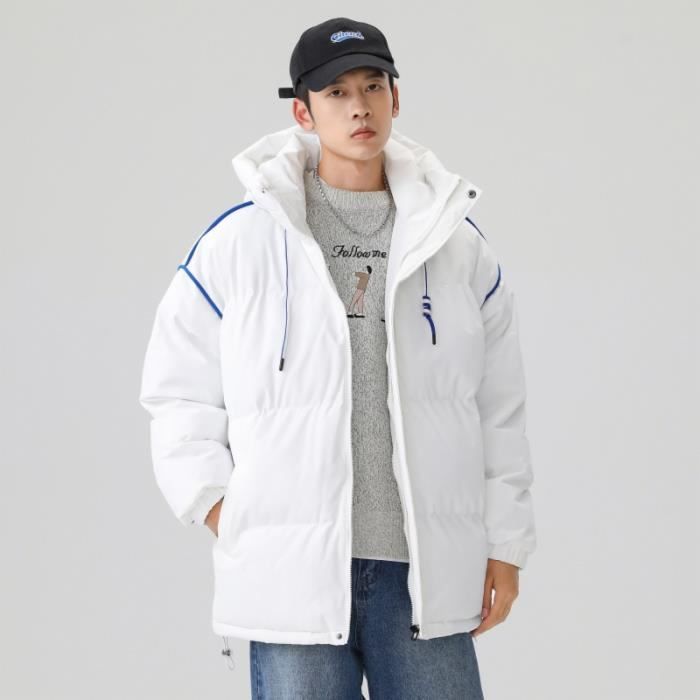 Parka Homme Coton Capuche Longue - Manteau Hiver Coupe Slim Trench Jusqu'au Genou