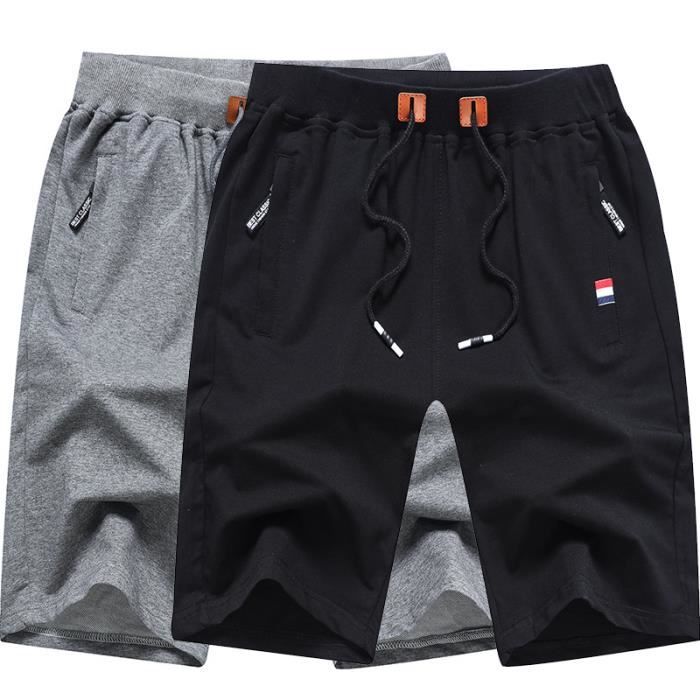 Lot de Shorts Homme Jogging Coton avec Poches Zippées et Cordon de Serrage  Gris - Cdiscount Prêt-à-Porter