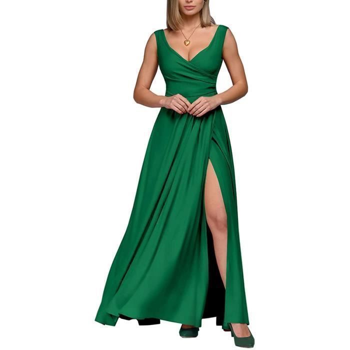 Robe Longue De Soirée Verte Pour Femme - Taille Grand (L) - Neuve Sans étiquettes