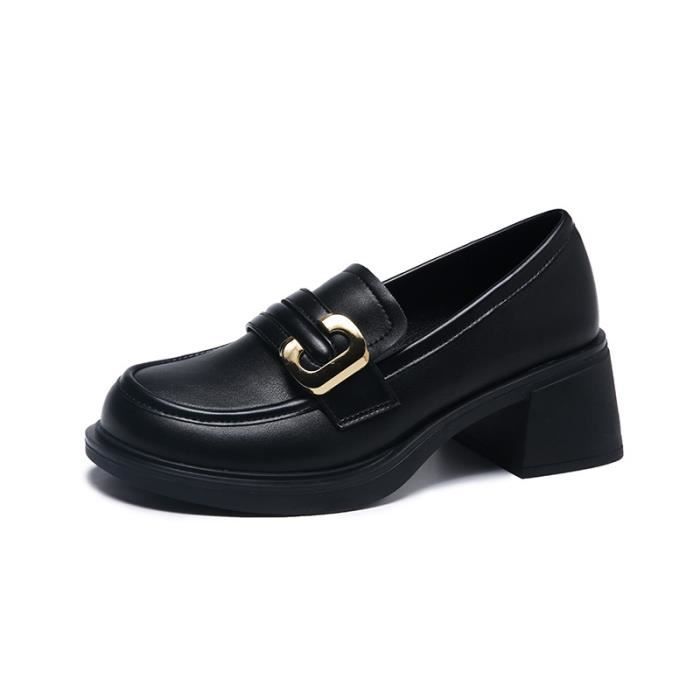 Mocassins Femme Simil cuir Noir mat Legere Souple Respirante