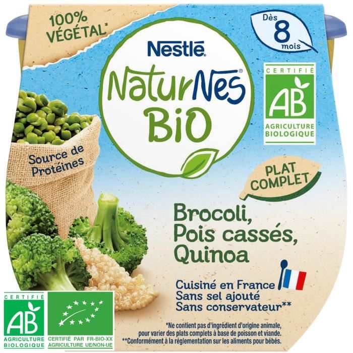 Nestle Naturnes Repas Bebe Bio Des 8 Mois Brocoli Pois Casses Et Quinoa 4 Pots X 90 G Achat Vente Legumes Cuisines Nestle Naturnes Repas Bebe Bio Des 8