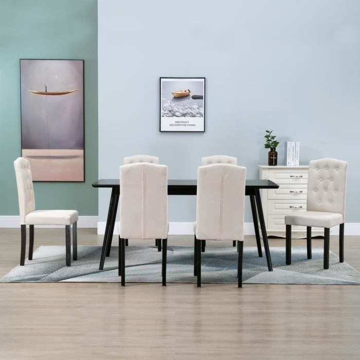 Lot de 6 Chaises de salle à manger Scandinave ContemporainCrème Tissu