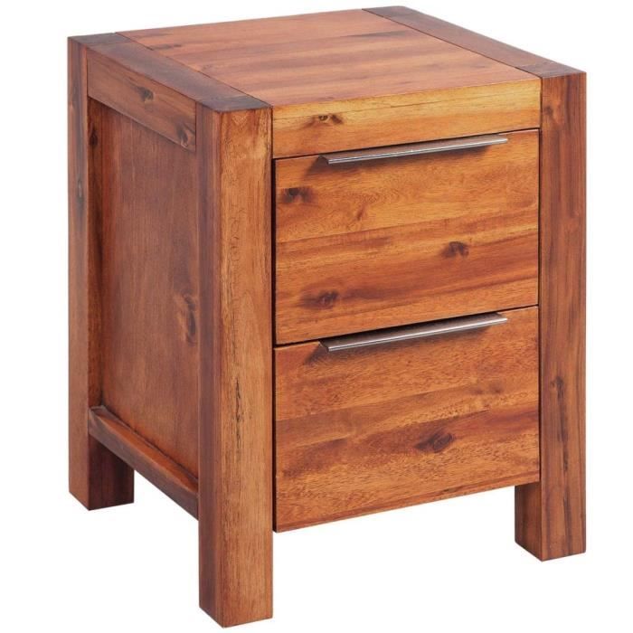 Table De Chevet Table De Nuit Bois D Acacia Massif Marron 45 X 42
