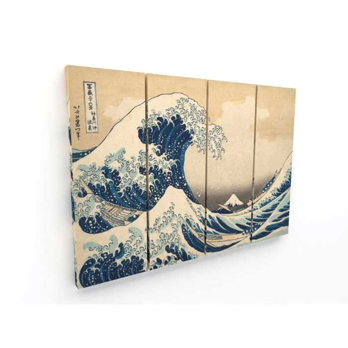Tableau La Grande Vague De Kanagawa - Toile Art Japonais Hokusaï (26x38 Cm)