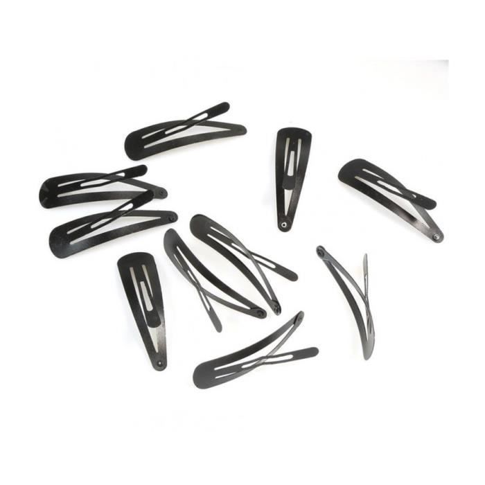 Accessoires création barrettes à cheveux clic clac 46 x 13 mm (10 pièces) Noir