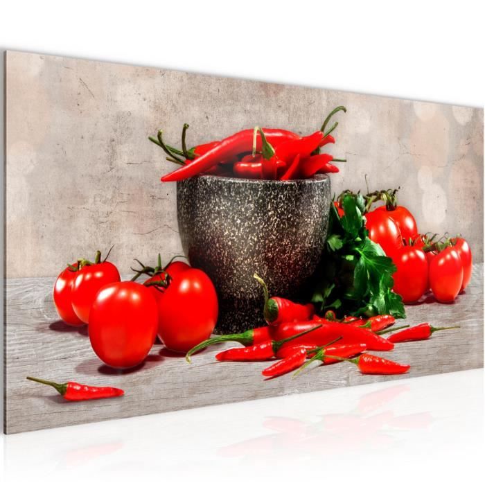 Runa art Tableau Décoration Murale Légumes Cuisine 100x40 cm - 1 Panneau Deco Toile Prêt à Accrocher 005812c