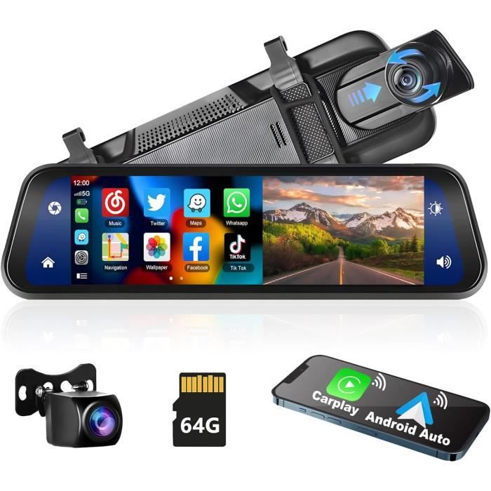 Cámara De Dashcam Integrada En Espejo Retrovisor - Doble Lente Full HD 1080p Y Cámara Trasera