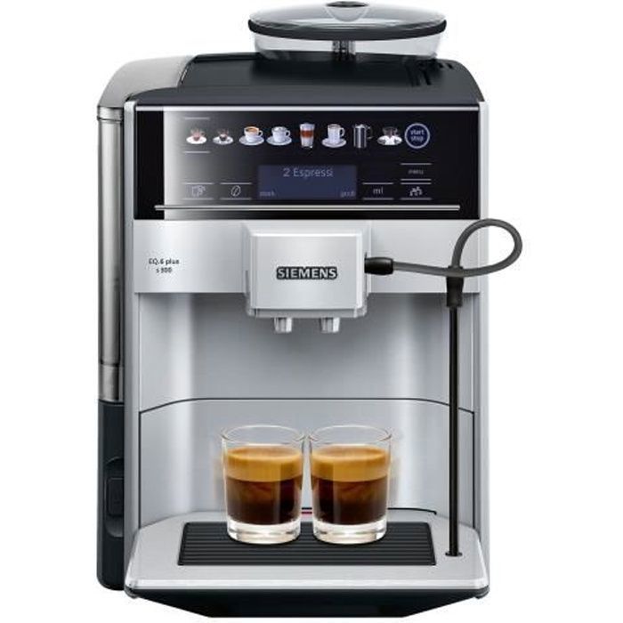 Machine à café automatique SIEMENS EQ.6 plus s300 TE653501DE - buse vapeur Cappuccino - 15 bar - noir-argent