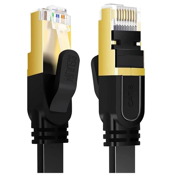 Reulin Ultra-Flexible, Cable Ethernet Plat CAT 8, Cable Réseau LAN CAT8 ...
