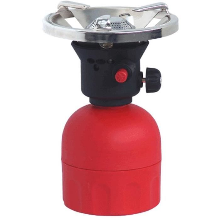 Réchaud de camping à cartouche gaz avec piézo rouge- Coque métal - Cook 100P - Rouge 13,5 x 13,5 x 20 cm
