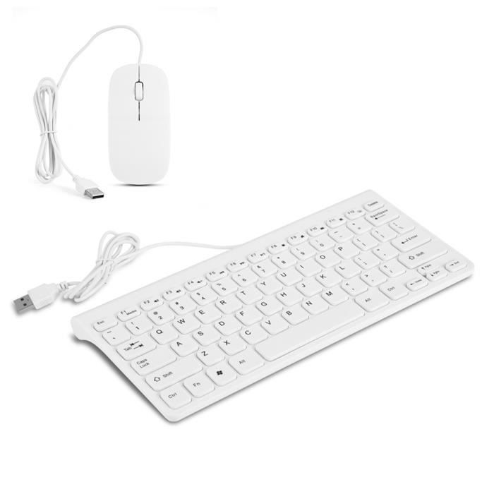 SURENHAP clavier souris Clavier filaire USB ultra fin souris optique ensemble de souris pour PC portable informatique clavier Blanc