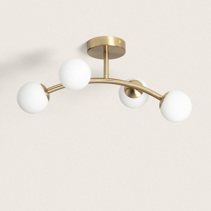 Plafonnier 4 Spots Métal et Verre Moonlight Brass Ovo Doré