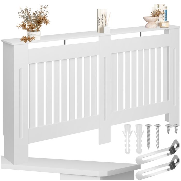 Protège radiateur - TECTAKE - Cache-radiateur VILA en bois MDF robuste et élégant 1525 x 19 x 82 cm - Blanc