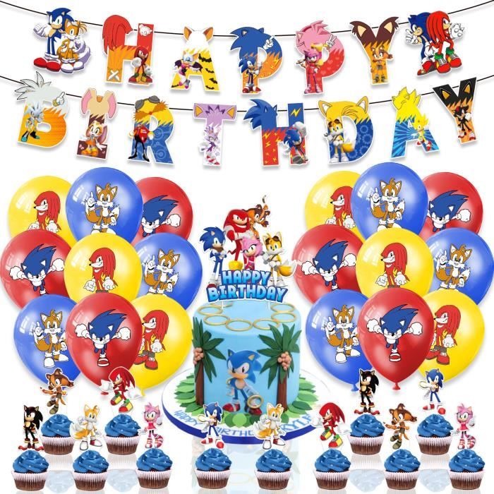 Ballons de décoration de fête d'anniversaire sur le thème Sonic