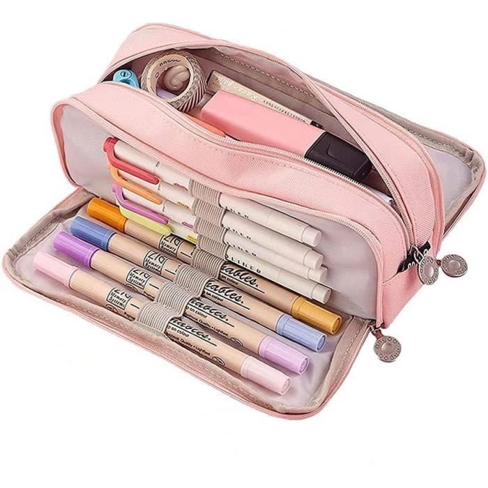 Trousse Scolaire 3 Compartiments COLOCASTLE - Grande Capacité, Nylon Résistant - Violet - 23x13x5 Cm