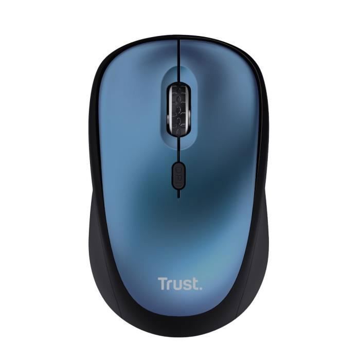 Trust Yvi+ Souris sans Fil Silencieuse avec Conception Durable 800-1600 DPI Ambidextre USB Compacte - Bleu