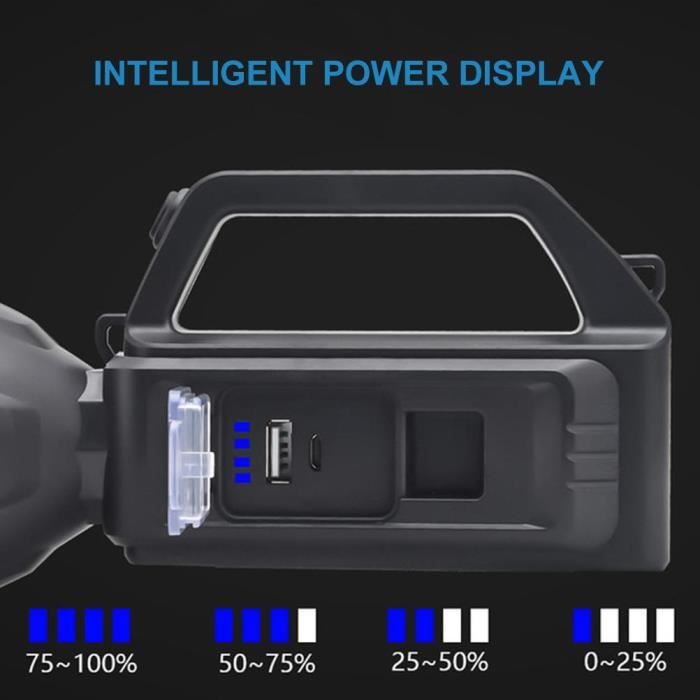 Lampe Torche LED Rechargeable Solaire 3 Modes - Étanche, Haute Luminosité, Idéale Pour Camping, Chasse, Bricolage Et Urgences