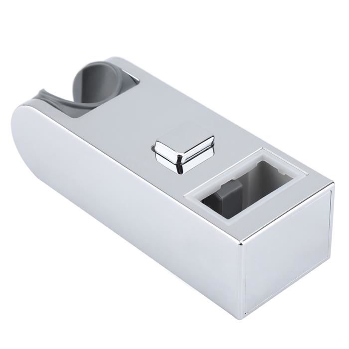 Support De Pommeau De Douche Coulissant Pour Barre Ovale - Réglable Hauteur, ABS Chromé - 30x17 Mm