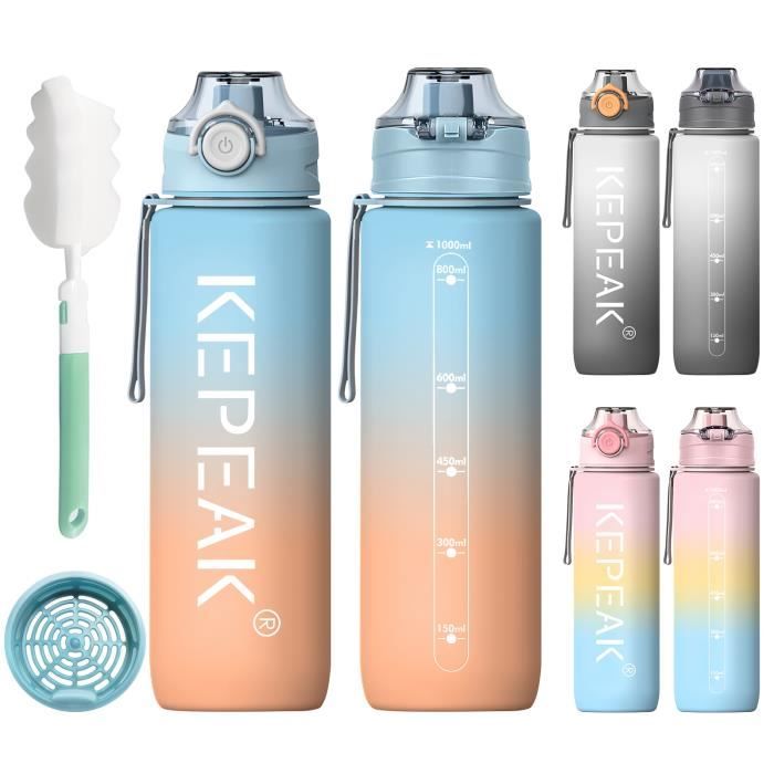 Gourde Avec Paille, 750Ml-1L-1.5L Gourde Enfant, Bouteille D'Eau Anti-Fuite, Tritan Gourde Sport