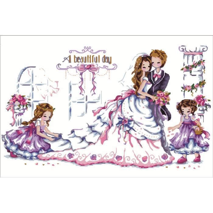 Kit De Broderie Point De Croix Pour Adultes - Motif Ciel Imprimé, Tout Inclus Pour Débuter !