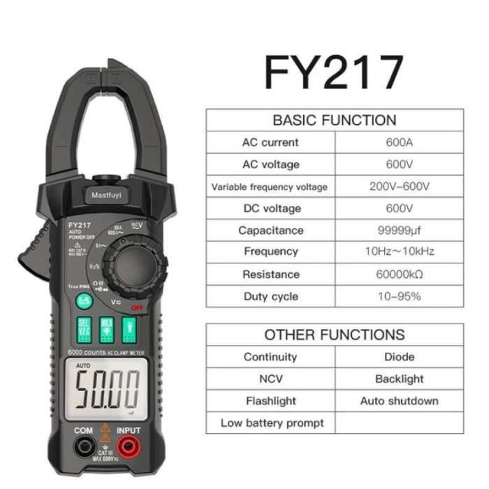 Multimètre à Pince Numérique TRMS BTMETER BT-7200 - Mesure AC/DC Jusqu'à 400A, NCV, Bluetooth