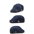  Casquette homme Béret réglable chapeau tricoté de loisirs 56-60cm Bleu -1