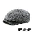 2018 automne et hiver chaud plat casquette à pointe mâle décontracté octogonal chapeau homme restaur black dark gray-1