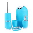 6pcs salle de bains accessoires Ensemble distributeur de savon bac porte-gobelet brosse à dents porte( Bleu) HB007-1