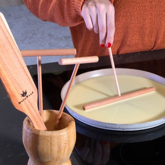 CUHZA Crêpes En Bois Spatule En Crepiere Râteau Crepes Lot De