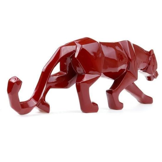 Statue Sculpture Lion Géométrique Résine – Décoration Moderne Bureau Salon Chambre – Noir Mat