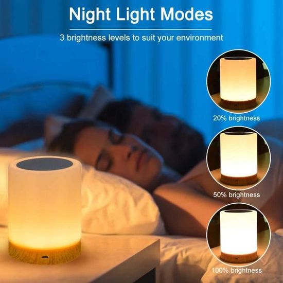 SURENHAP Lampe de chevet à capteur tactile LED Dimmable Lampe de table à  langer de couleur Rithok