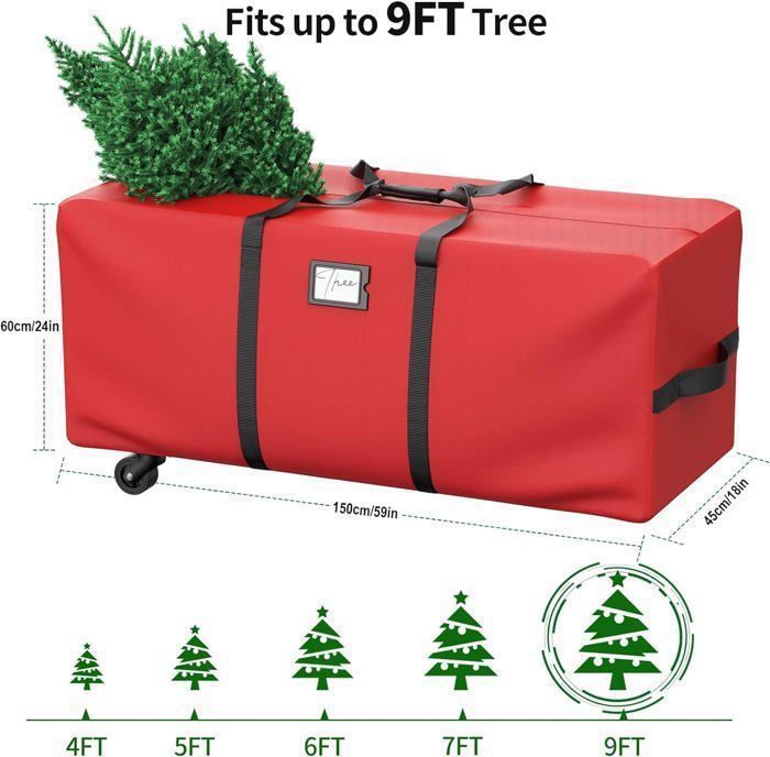 Sac de rangement pour sapin de Noël 122*38*51 cm, tissu Oxford 600D  imperméable à l'eau, avec poignees, rouge - Cdiscount Maison