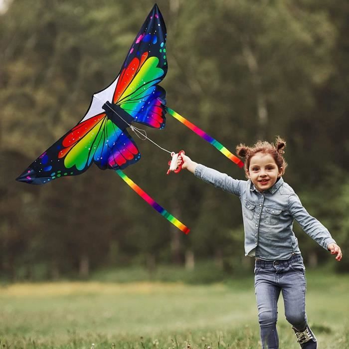 CerfVolant Papillon pour Enfant et Adulte, CerfsVolants Coloré Facile à Faire Voler Parfaits