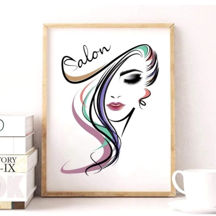 QITEX Photo Sur Toile 50x70cm Noir Et Blanc Vintage Coiffure - Poster Toile Sans Cadre Pour Salon De Coiffure, Chambre Ou Esthétique