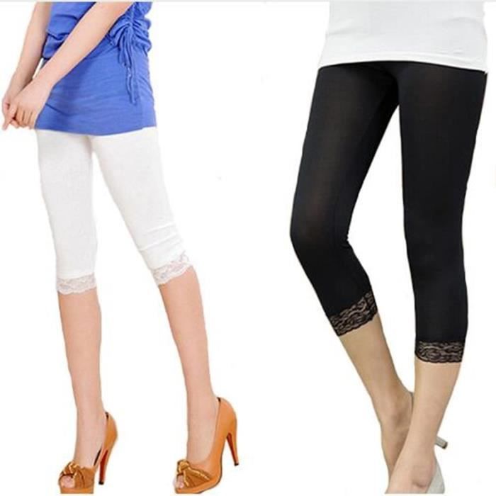 PANTALON Legging court moulant en dentelle pour femme legging d