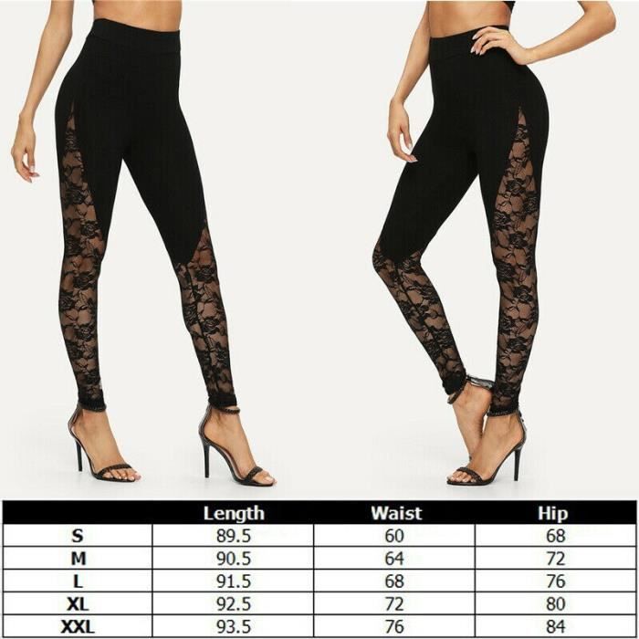 PANTALON Leggings Sexy en dentelle pour femmes taille haute noir motif Floral panneau lateral decoupe grande taille S M L 2XL Blanc Cdiscount Pret a Porter