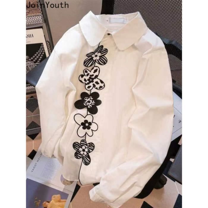 Chemise japonaise vintage pour femmes WHITE B3512 manches longues broderie de vetements Blanc Cdiscount Pret a Porter