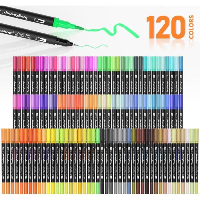 Sofirn 120 couleurs Double-tip Brush Feutre Feutre Coloriage Stylos pour  adultes et enfants Dessin Coloriage Esquisse Dessin