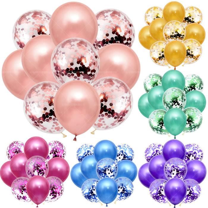Acheter Ballons en aluminium multicolores avec confettis en Latex et  hélium, 14 pièces/ensemble 18 pouces, en forme de cœur et d'étoile, 12  pouces, pour fête d'anniversaire