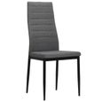Lot de 4 Chaise de salle à manger - OVONNI - Design contemporain - Tissu Gris - Structure en métal-2