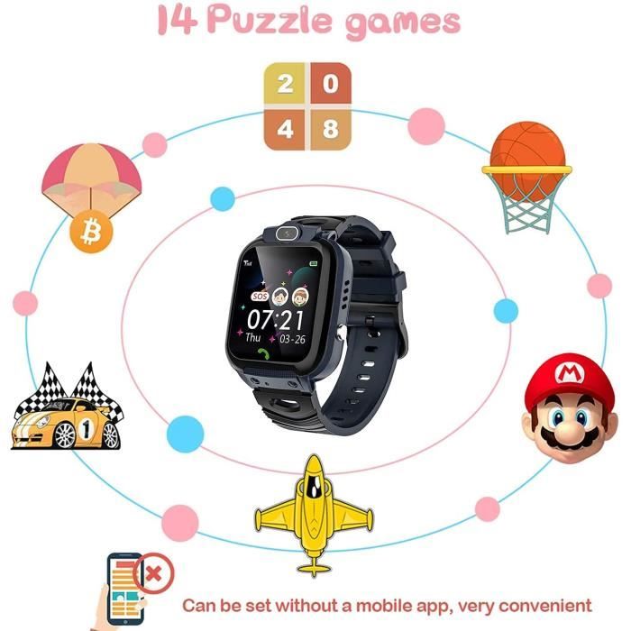 Montre Connectée Enfant - Smartwatch Téléphone Intelligente avec 17 Jeux,  Appel, SOS, Musique, Appareil Photo, Lampe de Poche, Revei - Cdiscount  Téléphonie